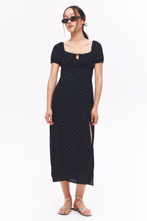 puff sleeve maxi dress